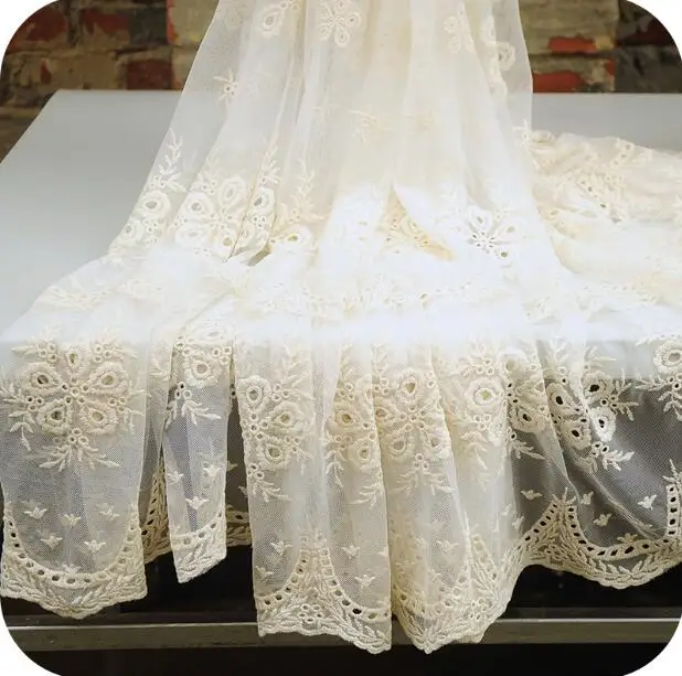 2 метра новейшая африканская бежевая кружевная ткань высокого качества