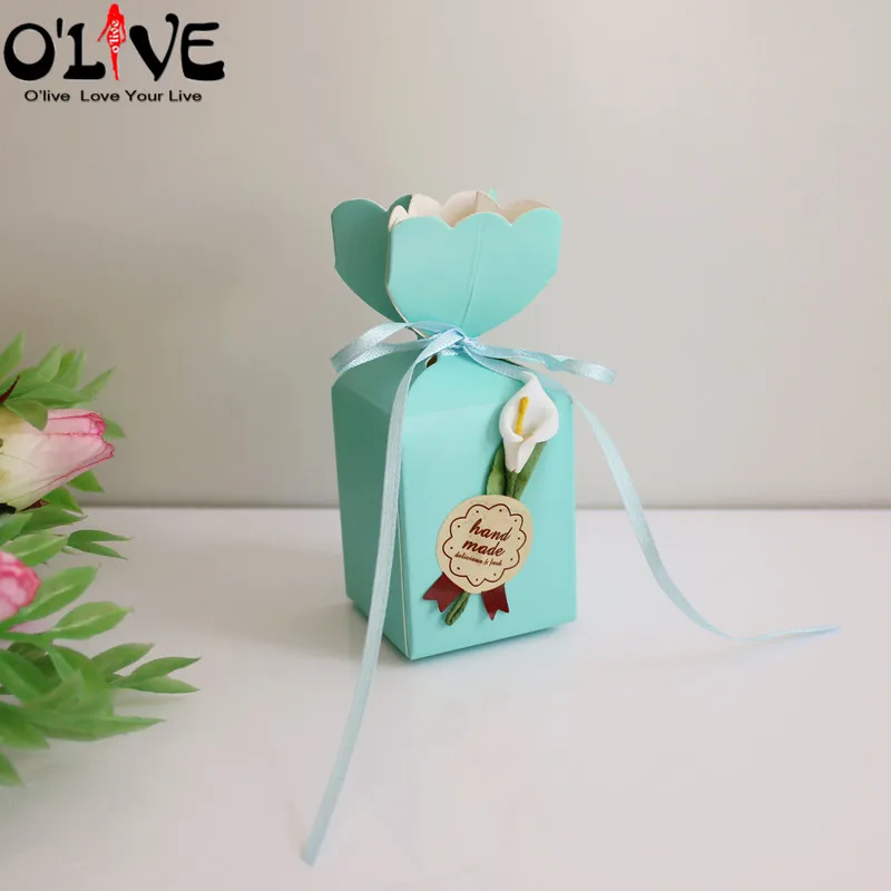 50 шт. подарочная коробка в форме вазы конфетная упаковка Calla Baby Shower коробки для