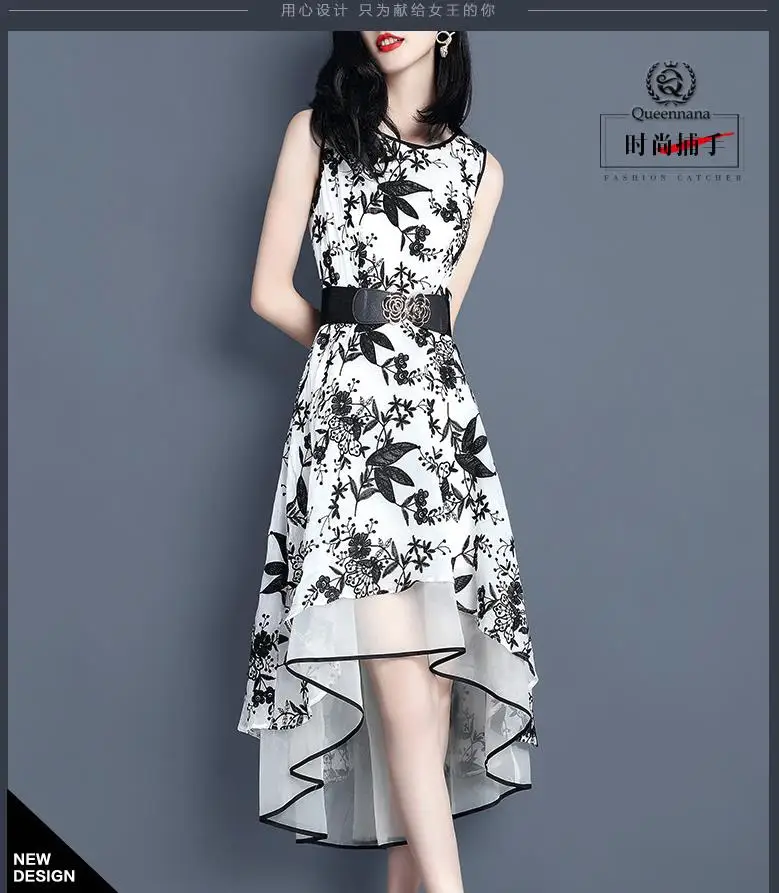 

Women's fashion 2019 sleeveless goddess skirt irregular mid-length dress