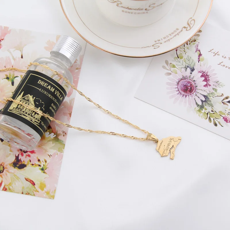 Подвесное ожерелье Shamty унисекс с изображением карты из Сенегала чистое золото