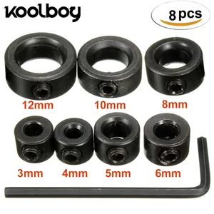 8 шт Мини деревообрабатывающий сверло Стоп Воротник в комплекте с шестигранным ключом + шестигранный ключ, дюймовый стандарт с высоким содержанием углерода Сталь кольцо позиционер буровой локатор 3,4,5,6,8,10,12 мм