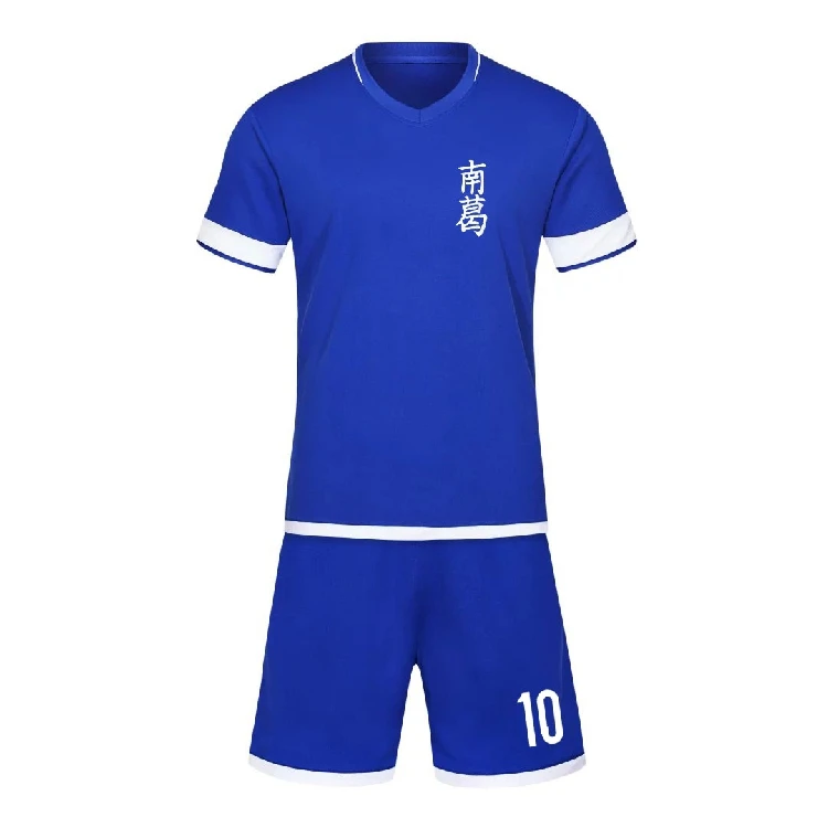 Футболка и шорты Captain Tsubasa голубой футбольный костюм быстросохнущая ткань для