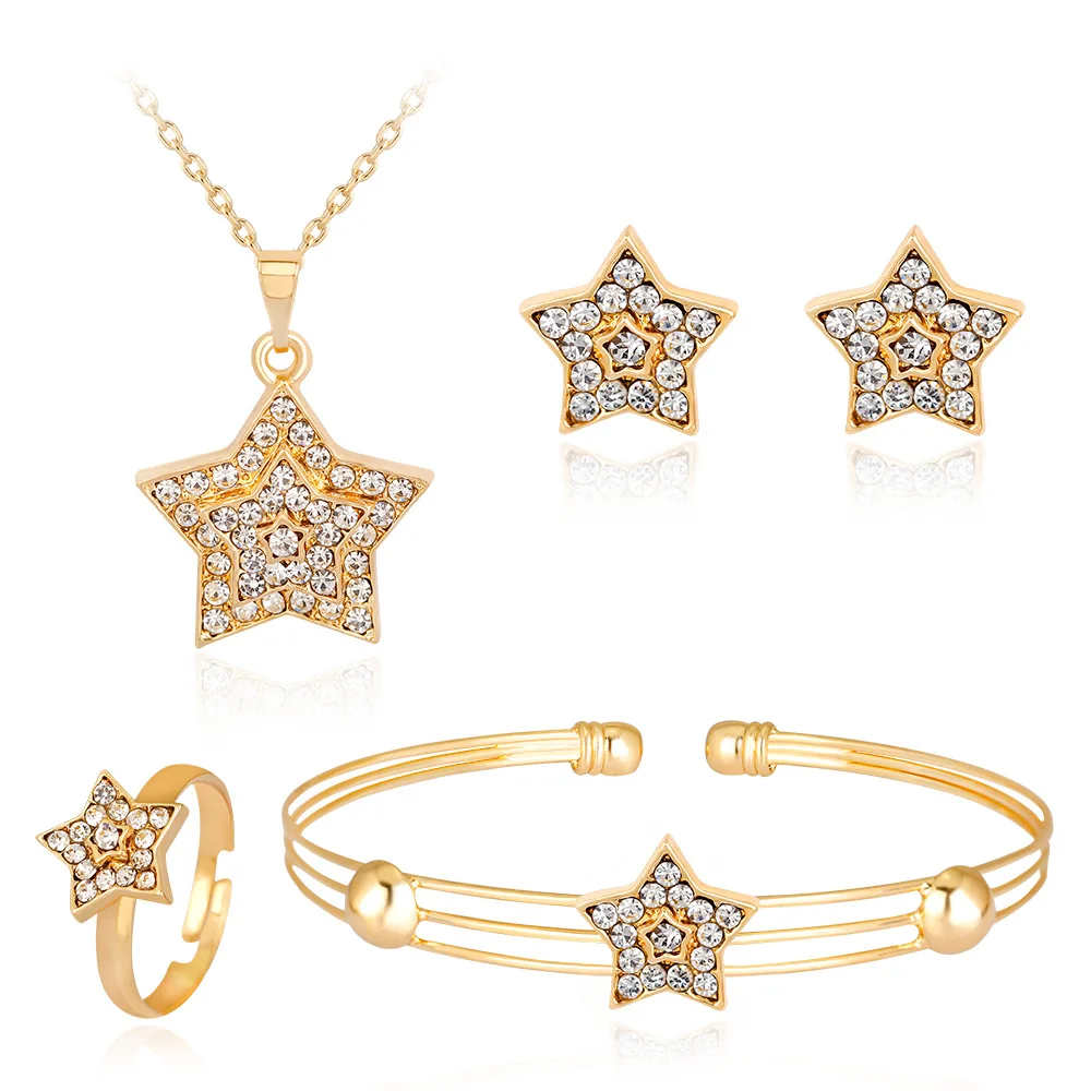 HC Fashion Star Pendant Girl's Jewelry Sets Hot Baby Necklace Cute Crystal Bling Children's Day Gift Kid Kids T | Украшения и