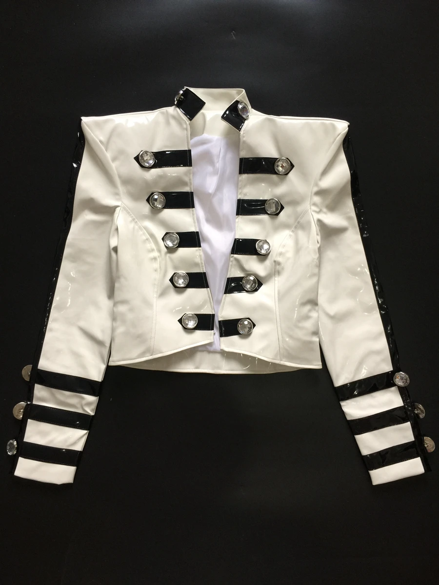 Женская кожаная короткая куртка приталенная верхняя одежда сценические костюмы