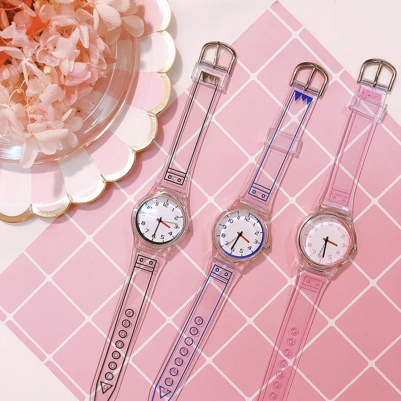 20191 шт женские прозрачные силиконовые наручные часы желе комический стиль