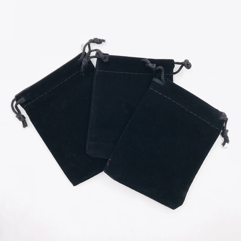 Черные бархатные подарочные сумочки для хранения ювелирных изделий 50 шт. 7x9 см