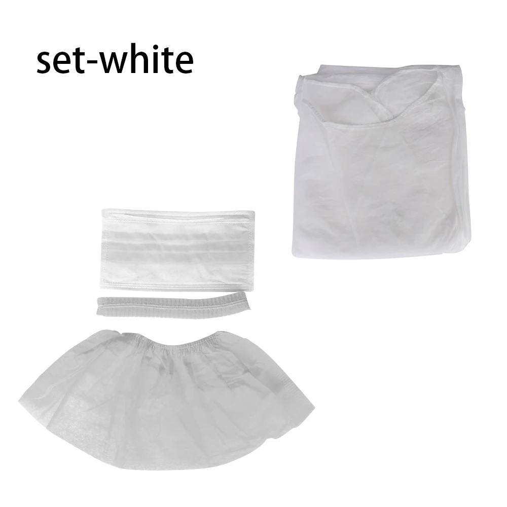 set-white Разные цвета! 1 комплект одноразовый хирургический наряд тату аксессуары и светильник Пылезащитная одежда комбинезоны одноразовые фартуки медицинская одежда - Цвет: set-white