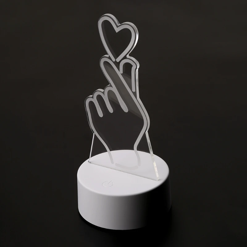 USB Новинка 7 видов цветов Изменение палец сердце светодиодный ночник 3D настольная