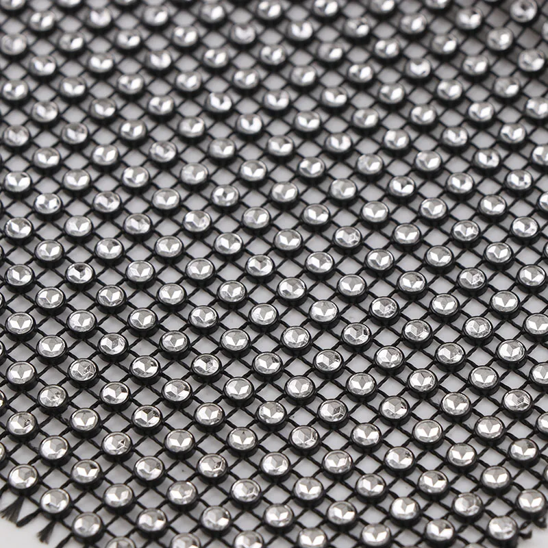 

10 Yards 24 Rows 4mm Clear Rhinestone Mesh Trim (Without Rhinestone) Black ABS Plastic Sew On For DIY Craft Jewelry Decor