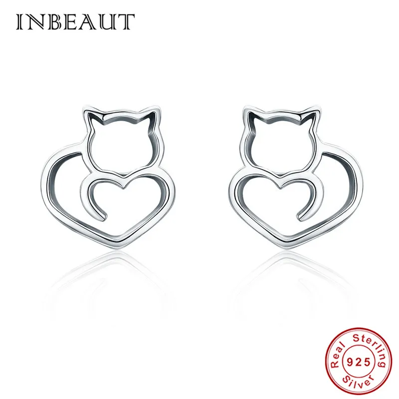 INBEAUT, женские трендовые серьги-гвоздики, 925 пробы, серебряные, цветные, крылья мечты, единорог, милый кот, медведь, серьги с лапами, подарок на день рождения - Окраска металла: p271