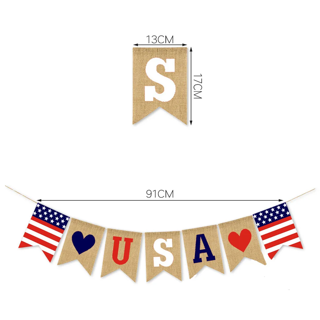 Баннер США День Независимости американский флаг мешковины печать с веревкой