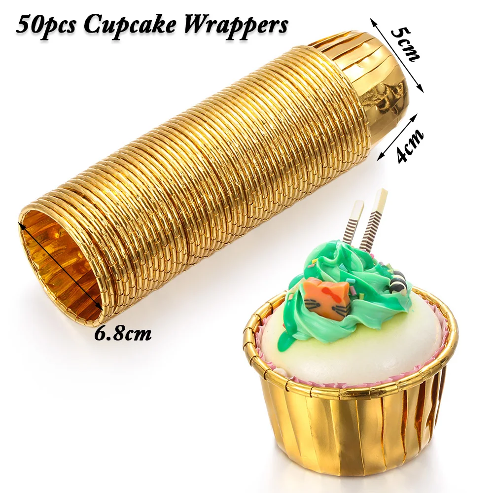 50 шт. обертки для кексов обжимные футляры покрытие золотом серебром бумажные