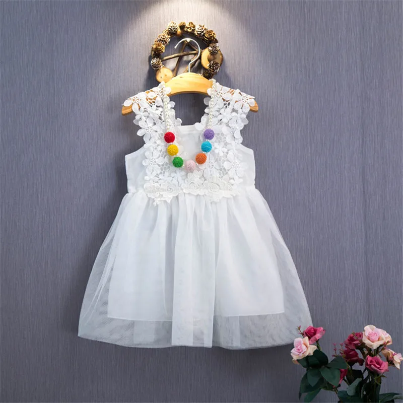 Новинка 2017 года детские летние платья для девочек О-образный воротник без
