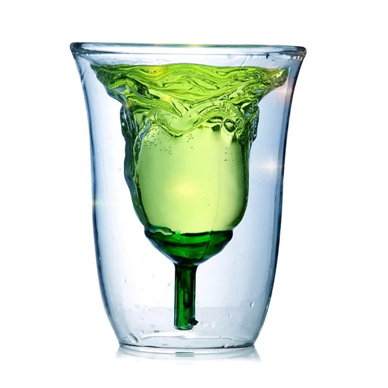 1 шт. чашка с двойной розой Хрустальный Стакан 180 мл креативная ручной работы для