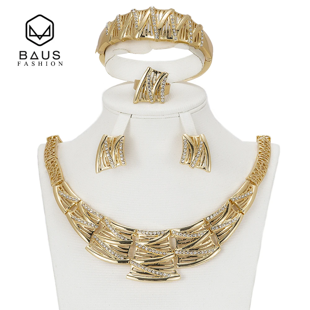 BAUS женские свадебные ювелирные наборы для невесты золотого цвета винтажные в