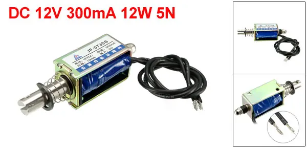 JF-0730B DC Uxcell 300mA/1A DC 12 V/24 V Электромагнит 12/24 Вт 5/14. 7/15N 10 мм тестовая Тип прямолинейного движения с хорошим качеством, энергосберегающие лампы переменного тока тягового - Цвет: JF-0730B DC