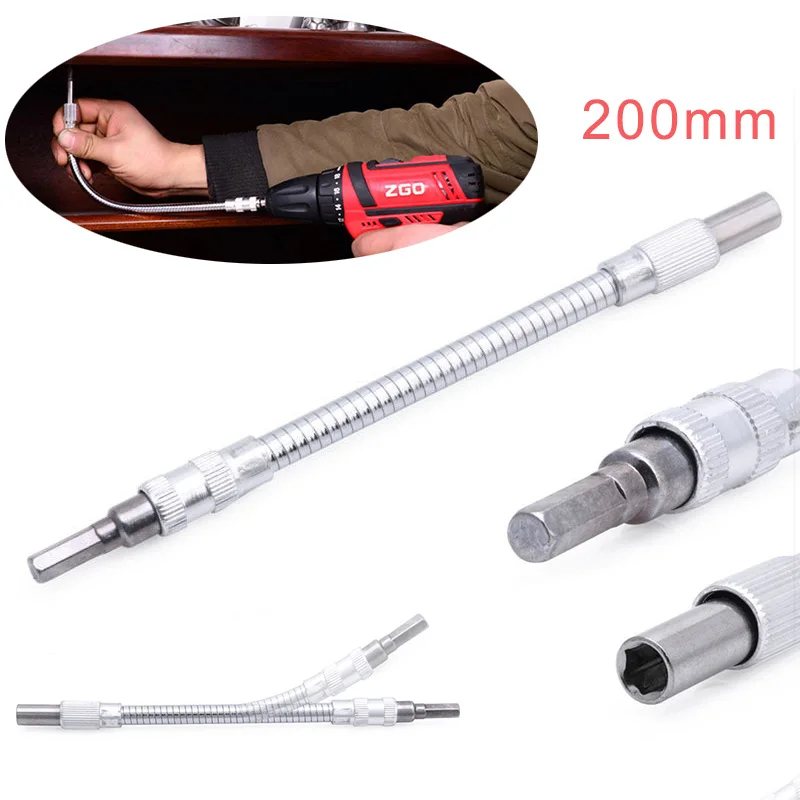 

HOEN 1pcs Adapter Shaft Hex Drill Bit Turning Connecting 200mm Adjustable Power Drill Tool Universal Angle Socket Driver
