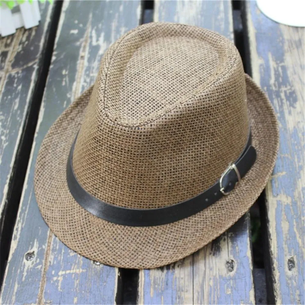 Детская Мужская Гангстерская шляпа кепка в сеточку Пляжная соломенная повязка