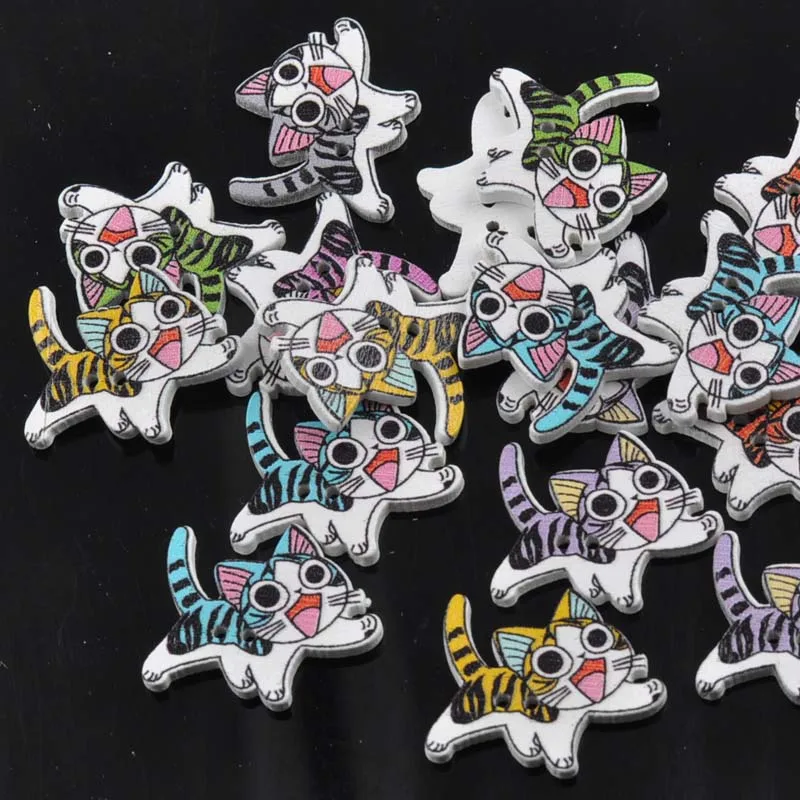 Смешанные 2 отверстия кошечка для шитья деревянные пуговицы и аксессуары