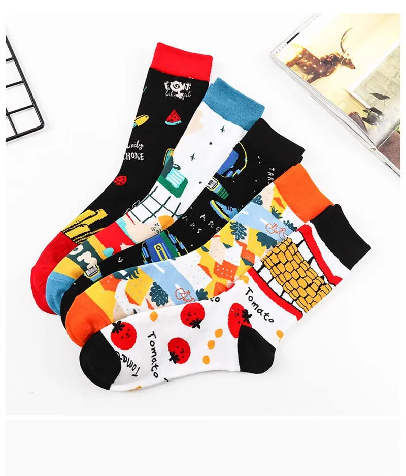 [WPLOIKJD] Harajuku новые продукты корейский стиль модные мужские хлопковые носки с героями мультфильмов удобные креативные носки Skarpetki Sokken