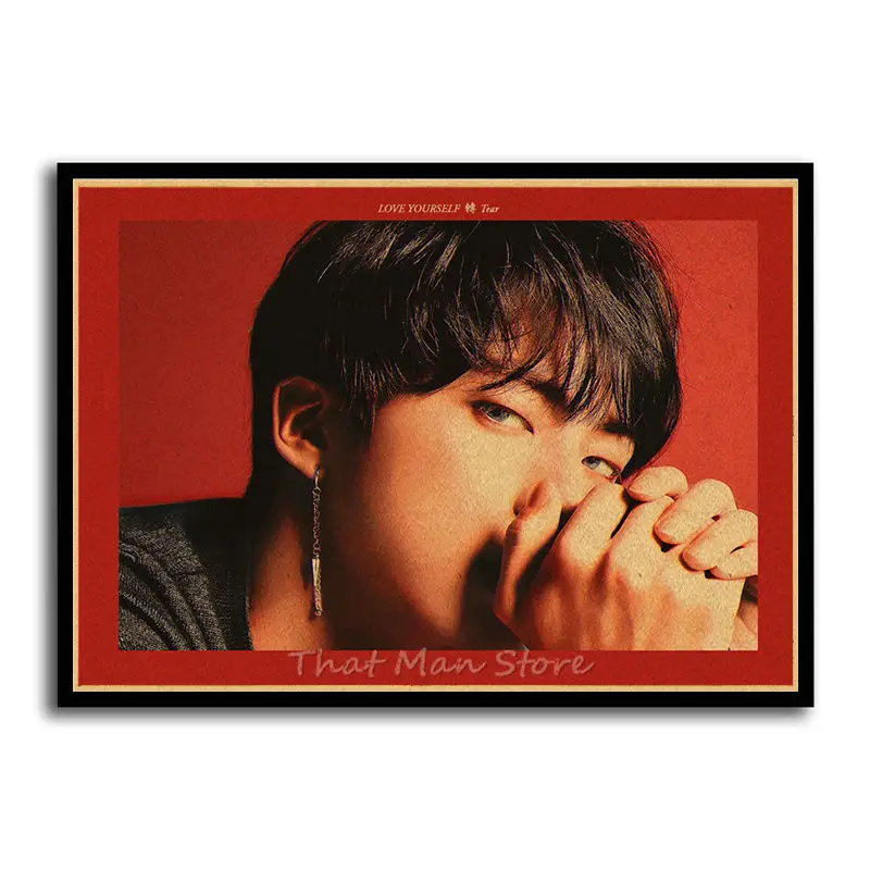 Kpop bangtan ВИНТАЖНЫЙ ПЛАКАТ Музыка Бар Кафе спальня домашнее украшение Стены живопись плакат для фанатов - Цвет: Белый