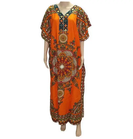 Dashikiage хлопок модные женские традиционные африканские принты Дашики вечерние размера плюс длинное платье макси платье - Цвет: orange