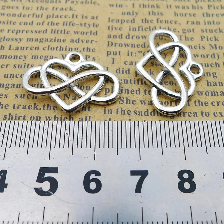 

100pcs hollow heart love figure 8 Charm 25*18mm Antique silver craft Jewelry earring bracelet necklace anklet Component gift
