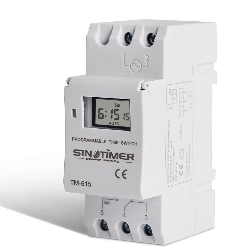 Sinotimer Tm-615H-30A электронный Еженедельный 7 дней программируемый цифровой реле времени таймер управления Ac 220V 30A Din рейку