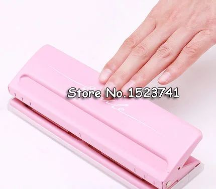 pink Металлический 6 дырокол, Розовый Крафт, дырокол, резак для бумаги, регулируемый DIY A4 A5 A6, дырокол для скрапбукинга, канцелярские принадлежности - Цвет: pink