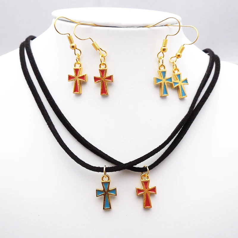 2019 new Enamel tassel Necklace For Women Lover's Gold And Silver Color Chain Cross Small Religious Jewelry | Украшения и