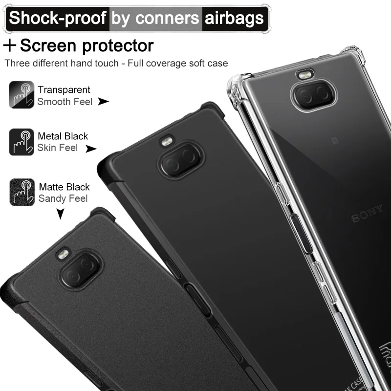 Чехол IMAK Для sony Xperia 10 Plus противоударный силиконовый мягкий прозрачный ТПУ чехол для sony 10 чехол с пленкой
