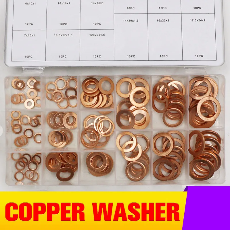 Аксессуары 150 шт Высокая твердость латунные плоские шайбы уплотнительное кольцо