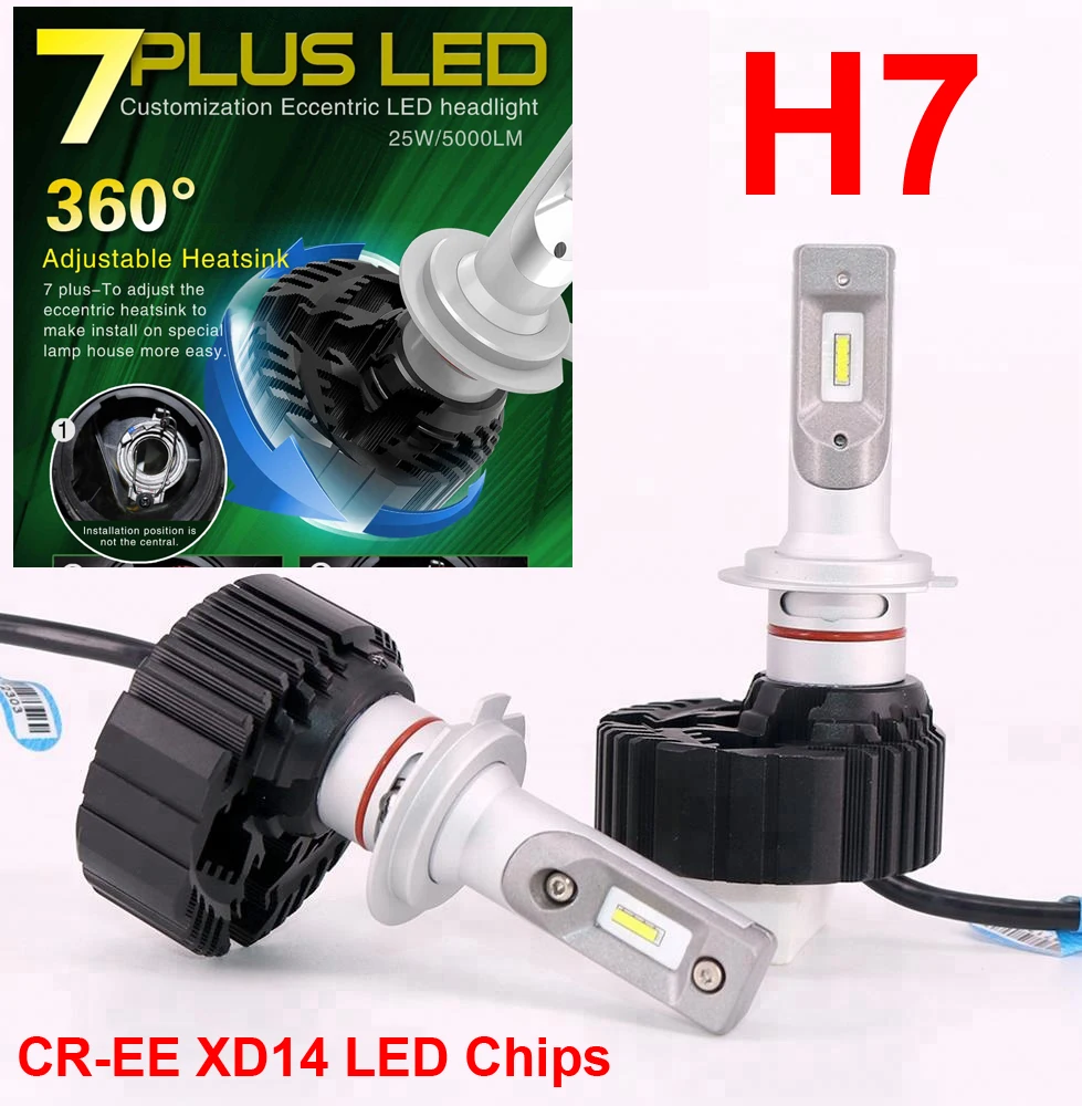 1 комплект H4 9003 25 W 5000LM 7 PLUS светодиодный фар CR XD14 чипы G7 Модернизированный безвентиляторный промышленный все-в-одном светодиодный H7 H8/H9/H11 9005/06 9012 лампы для роста растений 6 K