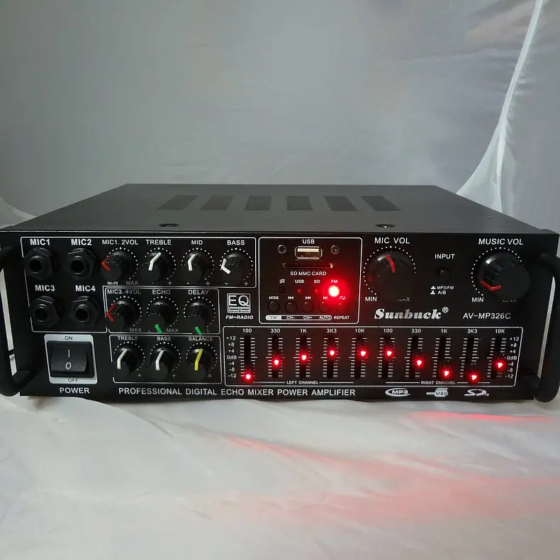 220V 240V 200W + AV MP326C Профессиональный цифровой эхо смеситель усилитель домашний