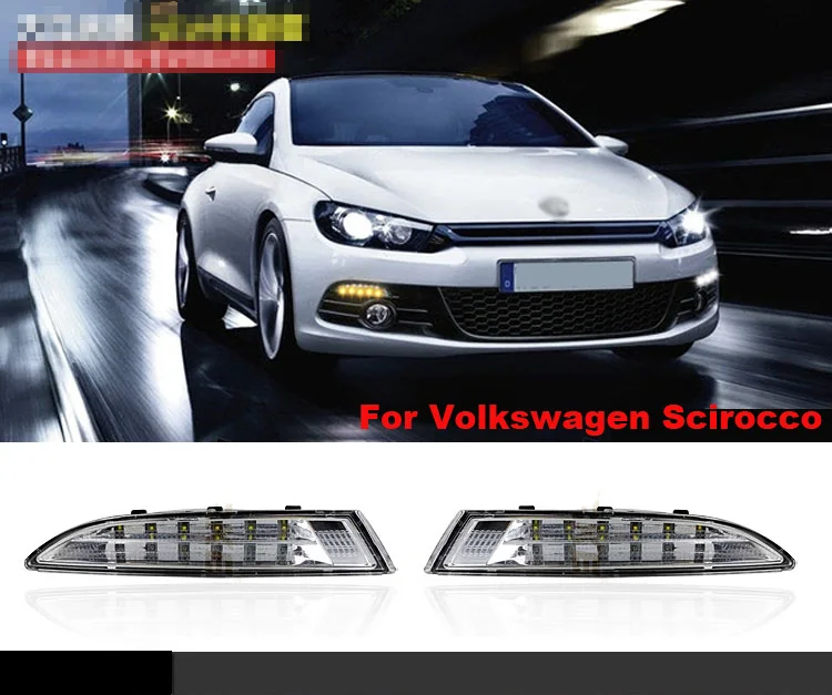 Ownsun новое обновление LED Габаритные огни DRL с желтым сигналом поворота для VW Scirocco 2009
