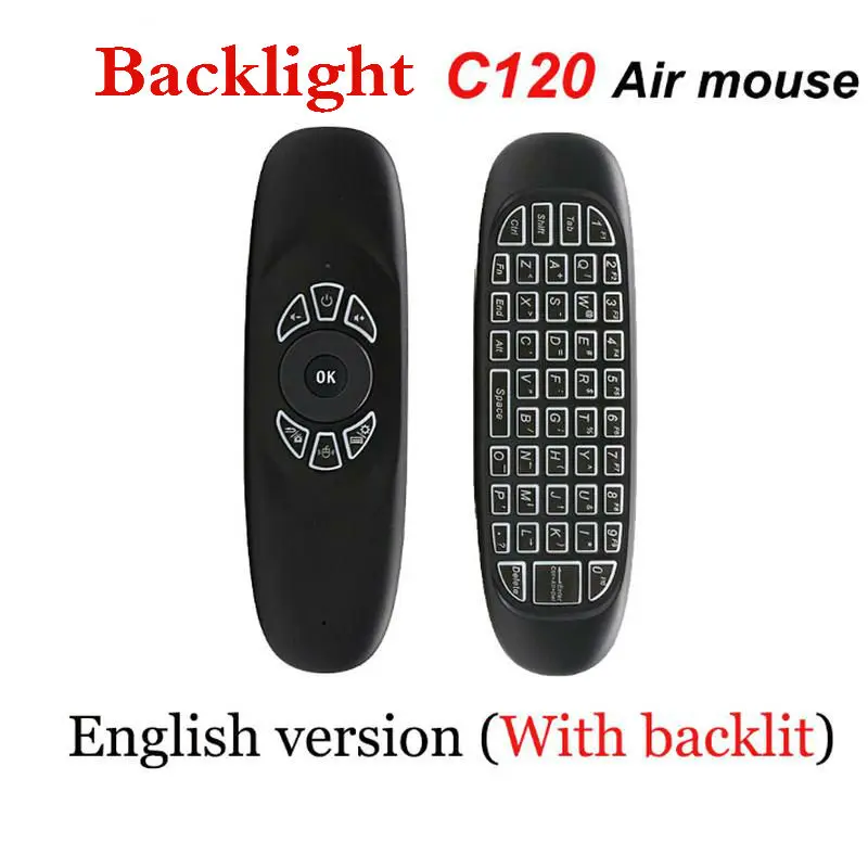 C120 2,4 ГГц Беспроводная Fly Air mouse Русский Английский C120 перезаряжаемая клавиатура гироскоп пульт дистанционного управления для android tv BOX - Цвет: English Backlit