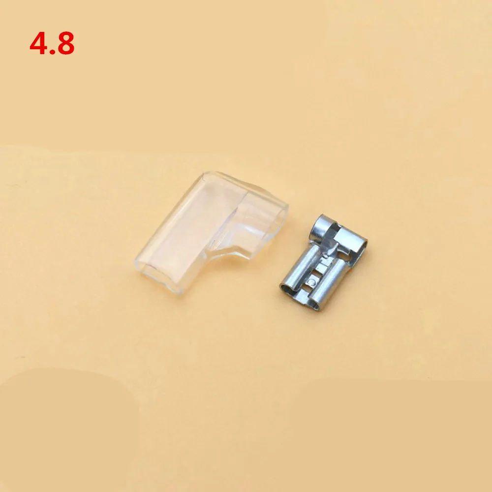 4.8mm 100 наборов куриный коготь типа 4,8/6,3 вставные флаги сварочные терминалы l-образной формы 4,8 мм медные обжимные клеммы - Цвет: 4.8mm