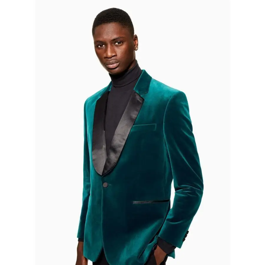 Синий бархатный мужской блейзер с павлином костюмы для вечеринки выпускного