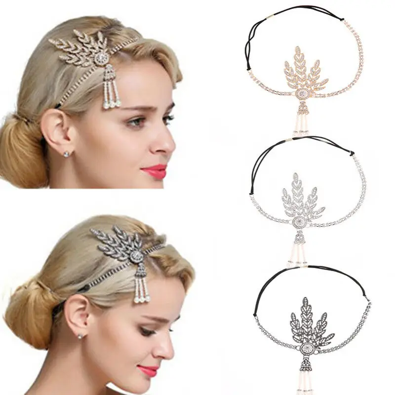 

Retro Headband Vintage Bridal Rhinestone Pearl Great Gatsby Flapper Costume Dress Accessories