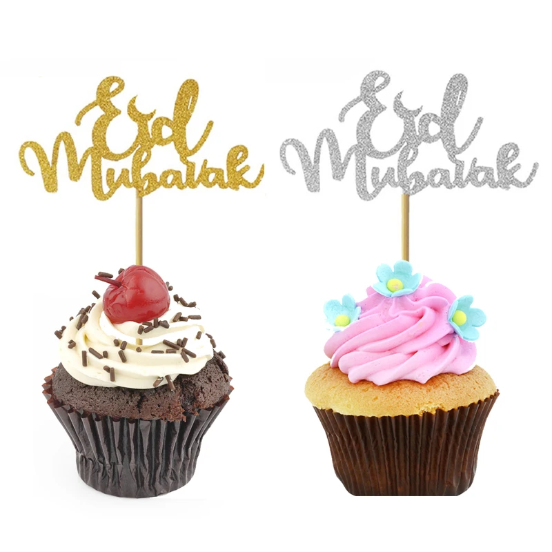 

10PCS/bag Islam Eid Mubarak Ramadan Wedding Cupcake Topper Muslim Islam Baking Decor Kitchen Cake Tool