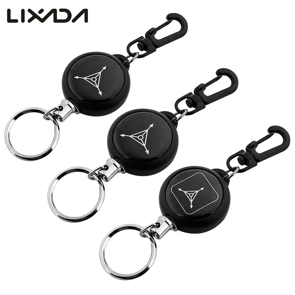Lixada 3pcs/lot Fishing Zinger Retractors Fly Fishing Anglers Vest Pack Tool Gear Outdoor Camping Hiking Keychain Ring - Цвет: Черный