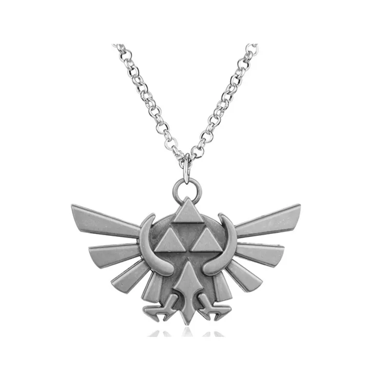 813 silver Аниме ювелирные изделия легенда о Зельде ожерелье шейка сланец дыхание диких, Hylian Shield, Triforce Подвески ожерелье s - Окраска металла: 813 silver