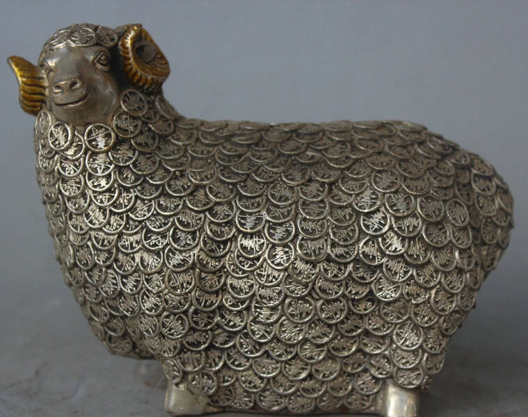 6 &quotКитайская народная Серебряная позолота богатство фу зодиака год овец монета