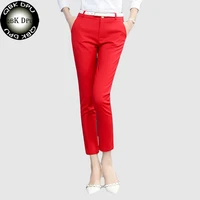 qbk dpu brands business attire red high quality casual office wear pencil pants and leggings women of trousers women harem pants