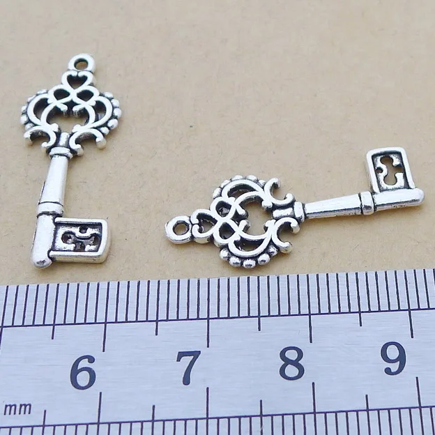 100pcs Charm key lock opener Pendant 11*28mm Antique silver Handmade Jewelry Making DIY Supplies European Alloy accessories Hot | Украшения