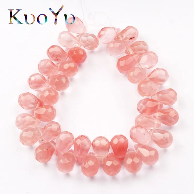 Cherry Quartz 8x12 мм натуральная бирюза кристалл Кварцевый Камень Бисер граненый капли воды по горизонтали и дырами, Свободные Spacer Бусины для изготовления ювелирных изделий - Цвет: Cherry Quartz