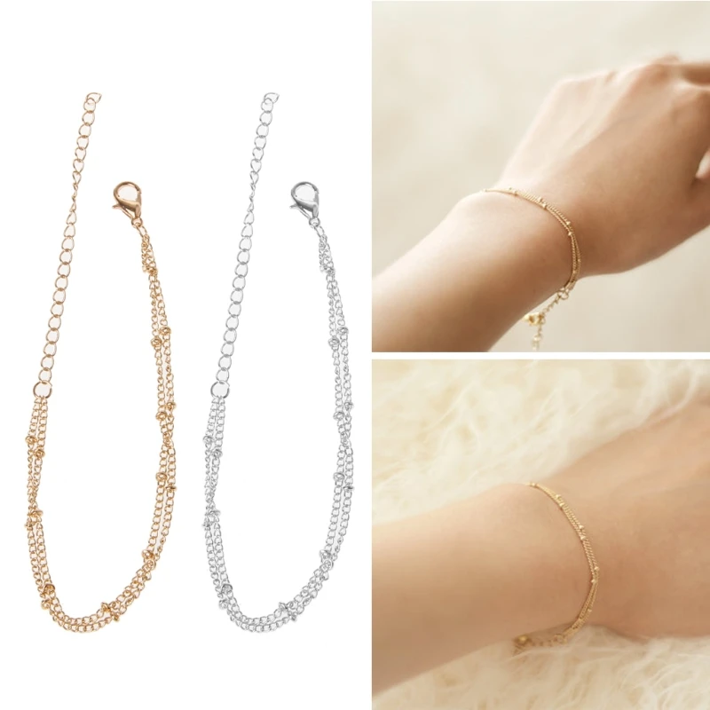 Женский браслет с двойной цепочкой золотым наполнителем|chain bracelet|bracelet braceletgold filled
