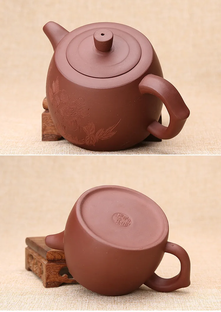 300 мл фиолетовая глина yixing чайник скульптура ручной работы цветочный узор Zisha черный чайник чайный набор кунг-фу НЕОБРАБОТАННАЯ руда Dahongpao Potes