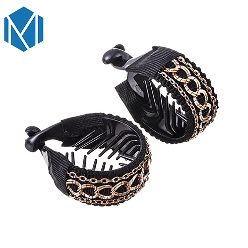 Golden Hairgrips Женские винтажные держатели для конского хвоста с металлическим кольцом и цепочкой, заколки для волос типа банан, заколки для волос, круглые высококачественные аксессуары для волос - Цвет: Golden Hairgrips
