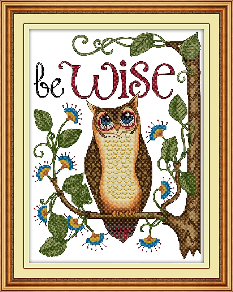 

Owl 2 cross stitch kit aida 14ct 11ct count printed canvas stitches embroidery DIY handmade needlework